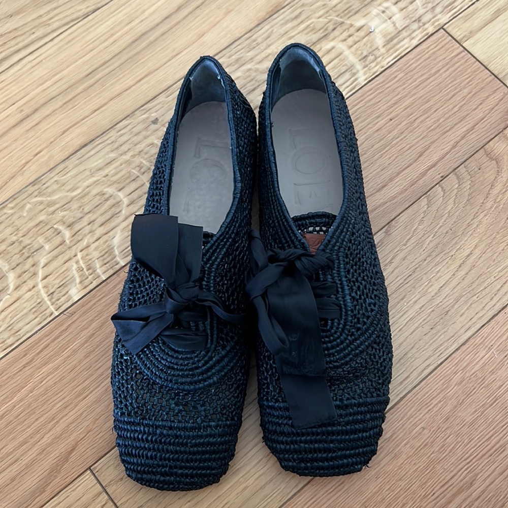 New Loewe Black Jute Ballet Flat